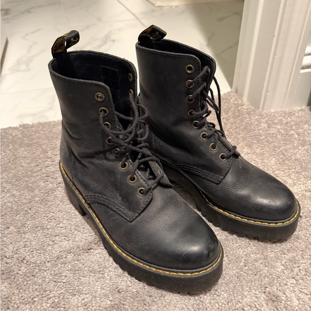 Black Dr. Martens Platform Leather Lace-Up Boots